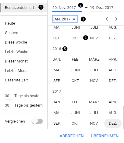 Benutzerdefinierte Zeitauswahl mit Kalenderfunktion