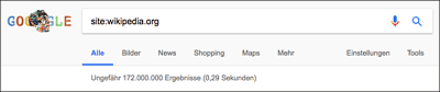 Google-Site-Abfrage zu Wikipedia