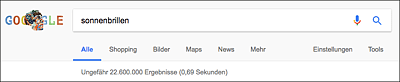 Google zeigt die ungefähre Anzahl der Suchergebnisse an.