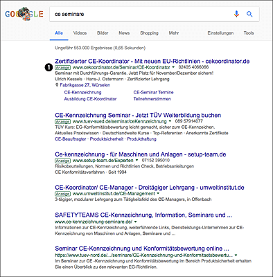 Google-Suchergebnisseite (SERP)