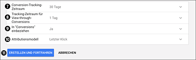 Weitergehende Einstellungen für Conversions (Teil 2)