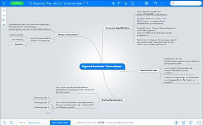 Erste Keyword-Ideen können Sie mit »Mindmeister« einfach festhalten und visualisieren.