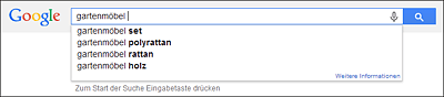 Google Suggest zum Keyword »gartenmöbel«