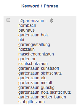 Weitere Keyword-Ideen im SEO DIVER