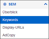 Keyword-Recherche zur Konkurrenz im SEM-Modul