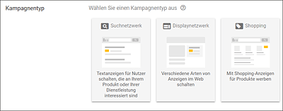 Wählen Sie zu Beginn den Kampagnentyp »Displaynetzwerk« aus.