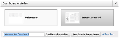 Assistent zum Erstellen eines Dashboards