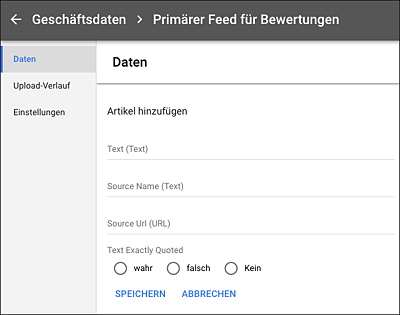 Eingabeformular für Bewertungen