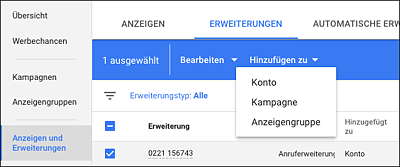 Anzeigenerweiterung an mehreren Stellen verwenden