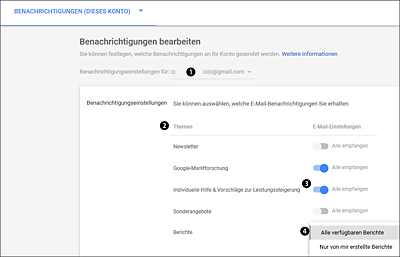 Benachrichtigungsthemen auswählen