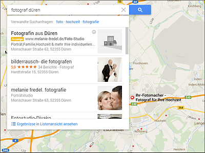 Lokale Anzeige bei Google Maps