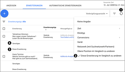 Segmentieren nach einzelnen Sitelinks