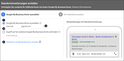 AdWords-Konto und My Business-Konto verknüpfen