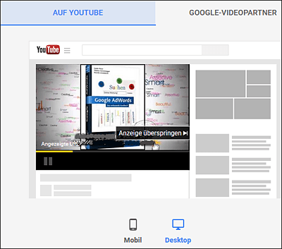 Vorschau: In-Stream-Anzeige auf YouTube