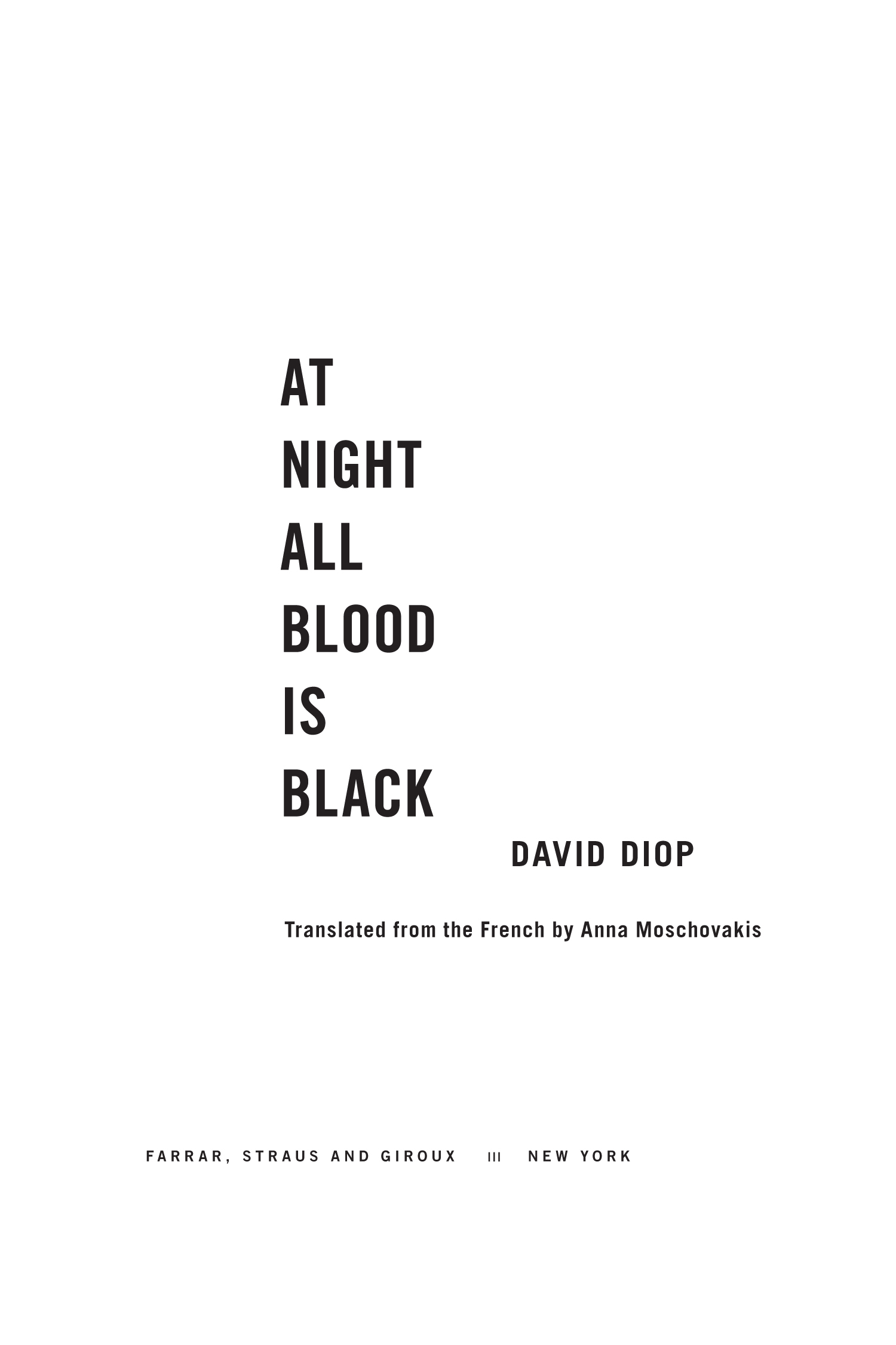 At Night All Blood is Black by David Diop