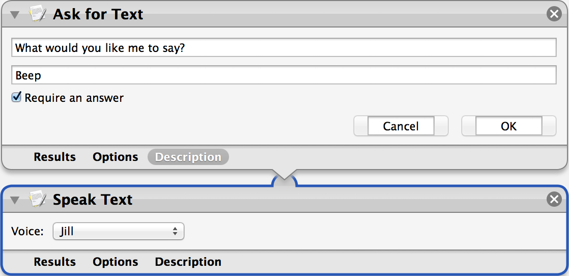 **Figure 35:** Two actions joined into a workflow.