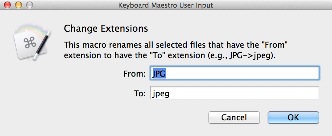 **Figure 46:** This dialog should appear when you run your macro.