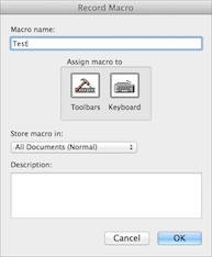 **Figure 20:** In this dialog, you define a new macro before you begin recording it.