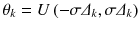 $$ {\theta}_k=U\left(-\sigma {\varDelta}_k,\sigma {\varDelta}_k\right) $$