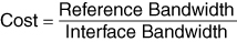 Cost equals reference bandwidth over interface bandwidth