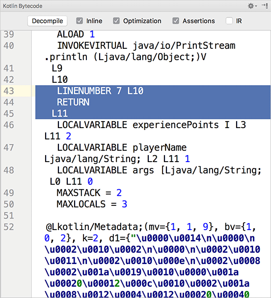 Kotlin bytecode tool window