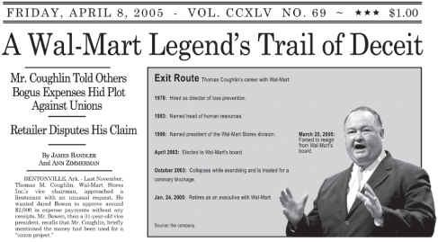 Paper cut of a Wal-Mart legend’s
trail of deceit