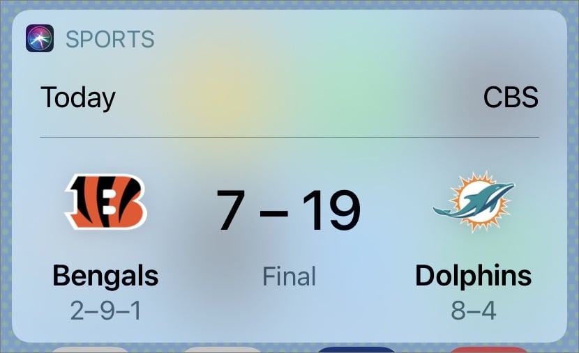 Figure 20: Use Siri to keep up with the latest scores.