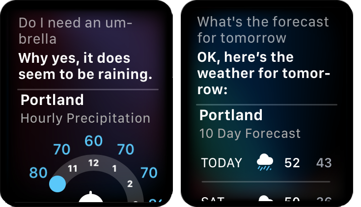 Figure 28: Siri can help you prepare for the weather.