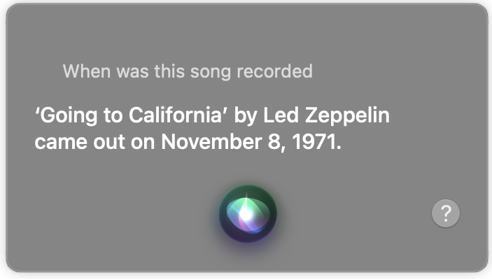 Figure 42: Siri can answer many questions about songs.