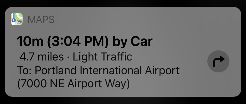 Figure 48: Using Siri is the quickest way to check how long it will take to get to a destination.