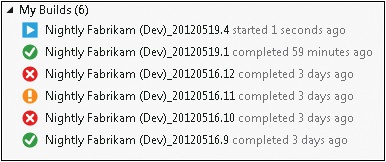 My Builds section in Team Explorer.