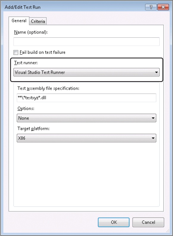 Selecting the Visual Studio Test Runner.