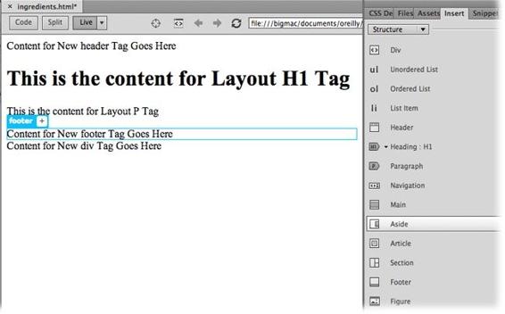 When you build a page from scratch, you add HTML elements and then later tweak the content and apply formatting using Cascading Style Sheets (CSS). This “structure first” technique works well if you’re experimenting with layouts and designs and someone else on your team is developing the text and graphics.