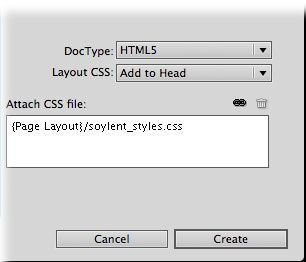 You can attach more than one external style sheet when you create a CSS-based layout. For example, one sheet might define the basic look of headlines, text, images, and other elements, while another controls column layout, and a third handles “printer” styles that dictate how the page will look when printed (see ).