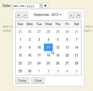 If your website is in the business of making appointments, your guests will love the Date element for web forms. To specify a date, they just choose from a pop-up calendar. The Date element ensures that, when your guest submits a date-containing form, the date is in a format that web servers understand.