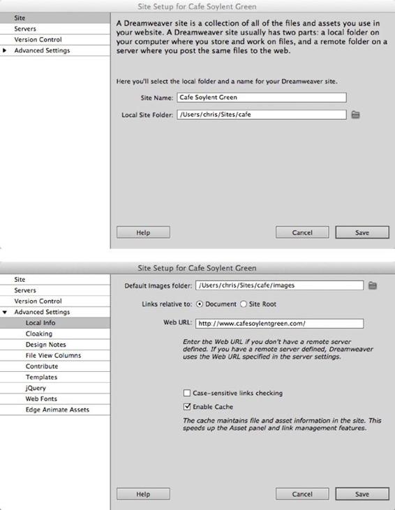 Use the Site Setup window to tell Dreamweaver about your site files — where they’re located on your computer, where you want to put them on the Web, and how Dreamweaver’s site-management tools should work with them.