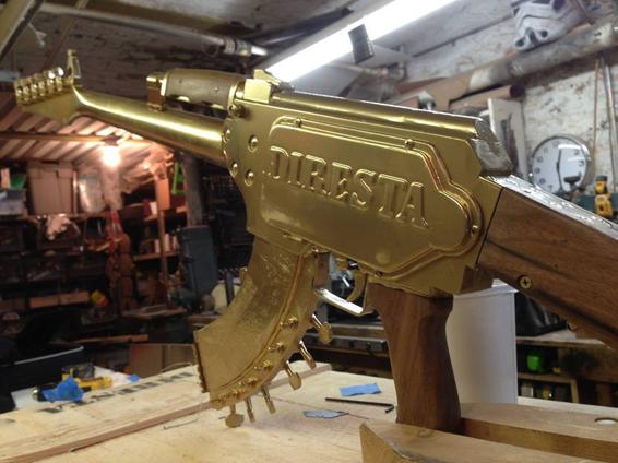 DiResta made this AK-47 guitar for musician Wyclef Jean. Photo credit: Jimmy DiResta.