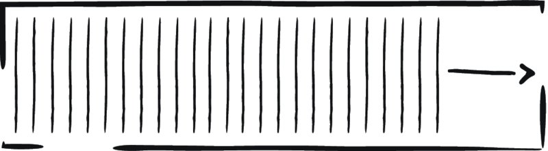 Box shows vertical lines of same length and outward arrow at one end of the box opposite to the lines depicting punishment schedule.