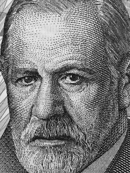 Close-up drawing of Freud