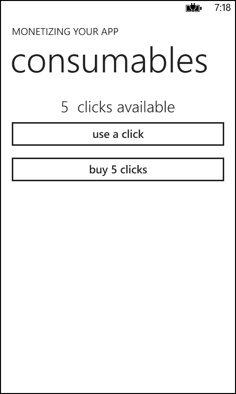 A screenshot of the PaidClicks solution. A label saying “5 clicks available” is shown, followed by a button labeled “use a click” and another labeled “buy 5 clicks.”