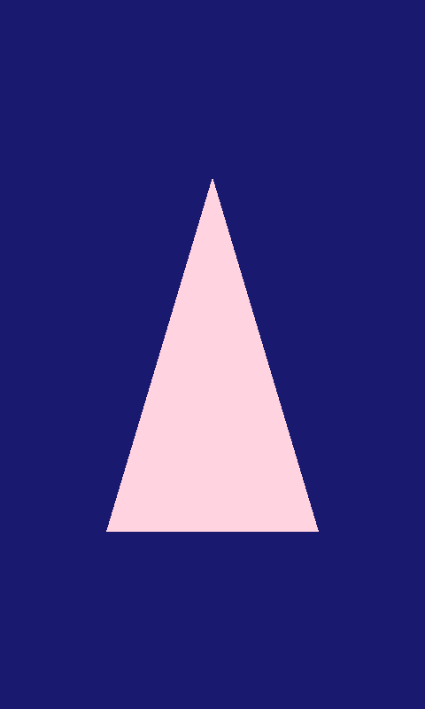 A screenshot of a simple Direct3D app, showing a pink triangle on a blue background.