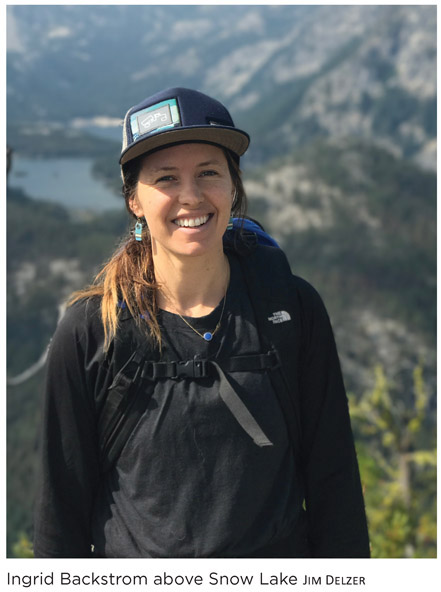 Ingrid Backstrom above Snow Lake Jim Delzer