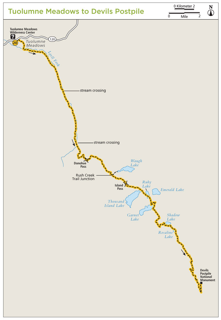 Tuolumne Meadows to Devils Postpile