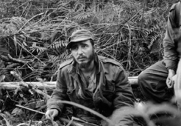 Fidel Castro in the Sierra Maestra during the Cuban revolutionary war (1956–58).