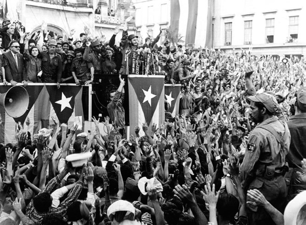 Fidel Castro addressing a rally in front of the presidential palace in Havana, January 21, 1959.