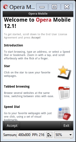The Opera Mobile emulator