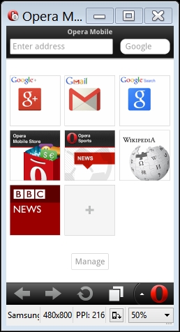 The Opera Mobile emulator