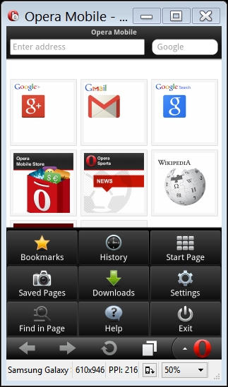 The Opera Mobile emulator