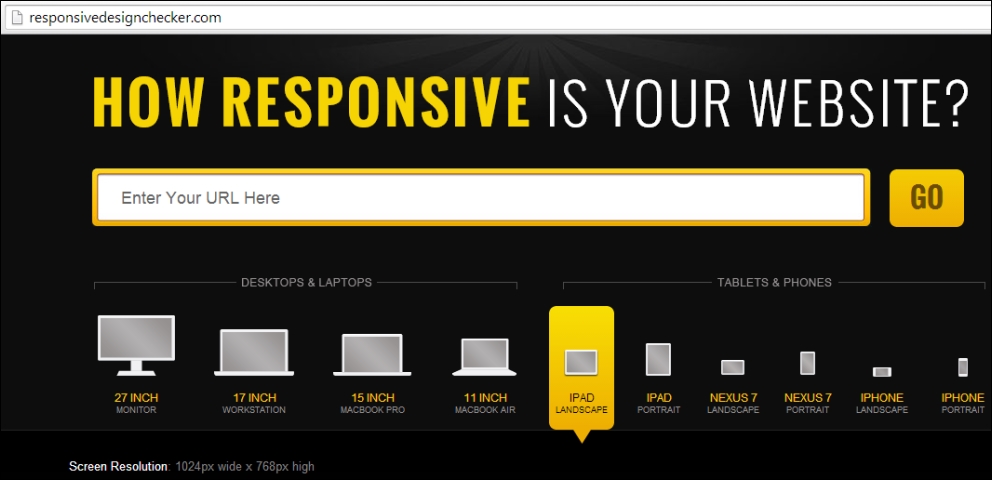 The Responsive Design Checker tool