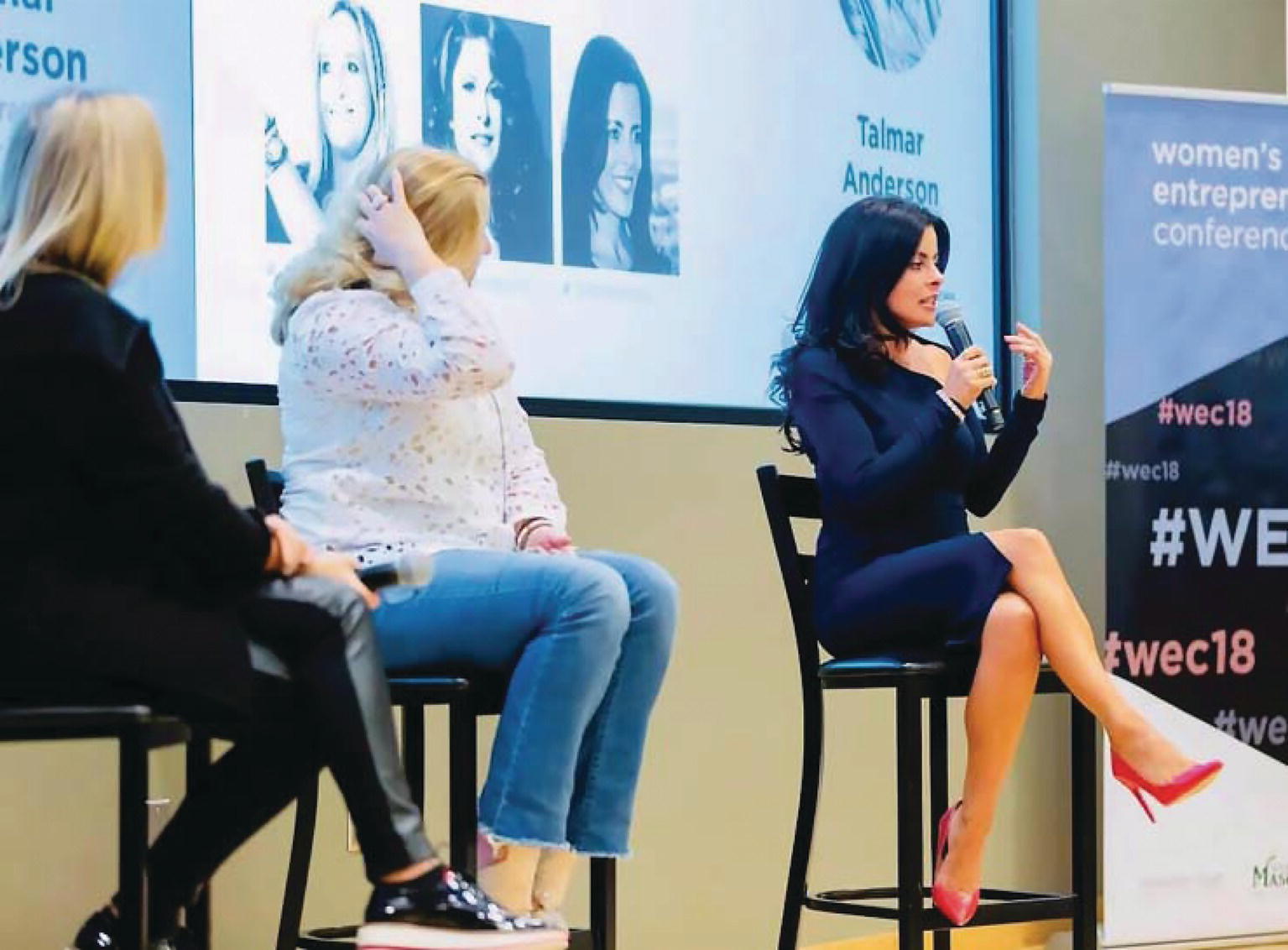 Photo displaying the three speakers of a women’s entrepreneur conference.